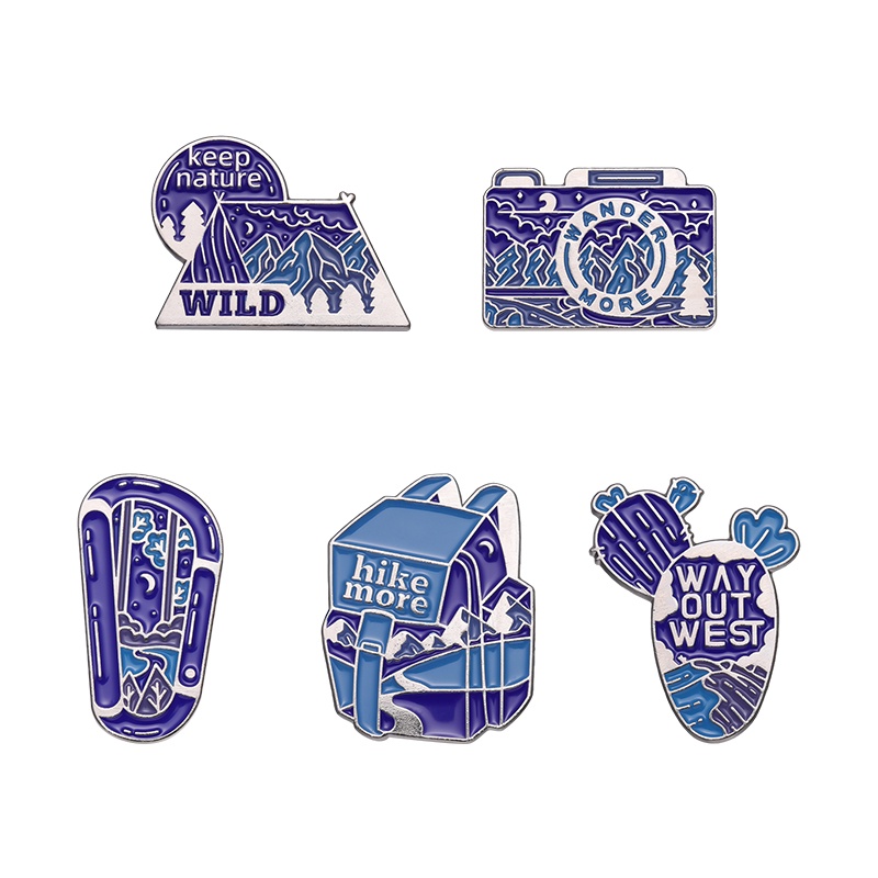 Bros Enamel Hiking Outdoor Tent Night View Lapel Pin Ransel Badge Hadiah Untuk Teman