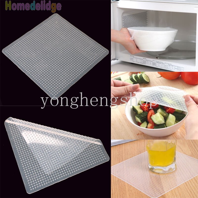 Silikon Bungkus Makanan Bening Cling Film Multifungsi Reusable Stretchable Lid Kulkas Food Preservation Seal Covers Fresh Keeping Bowl Cover Kitchen Gadget