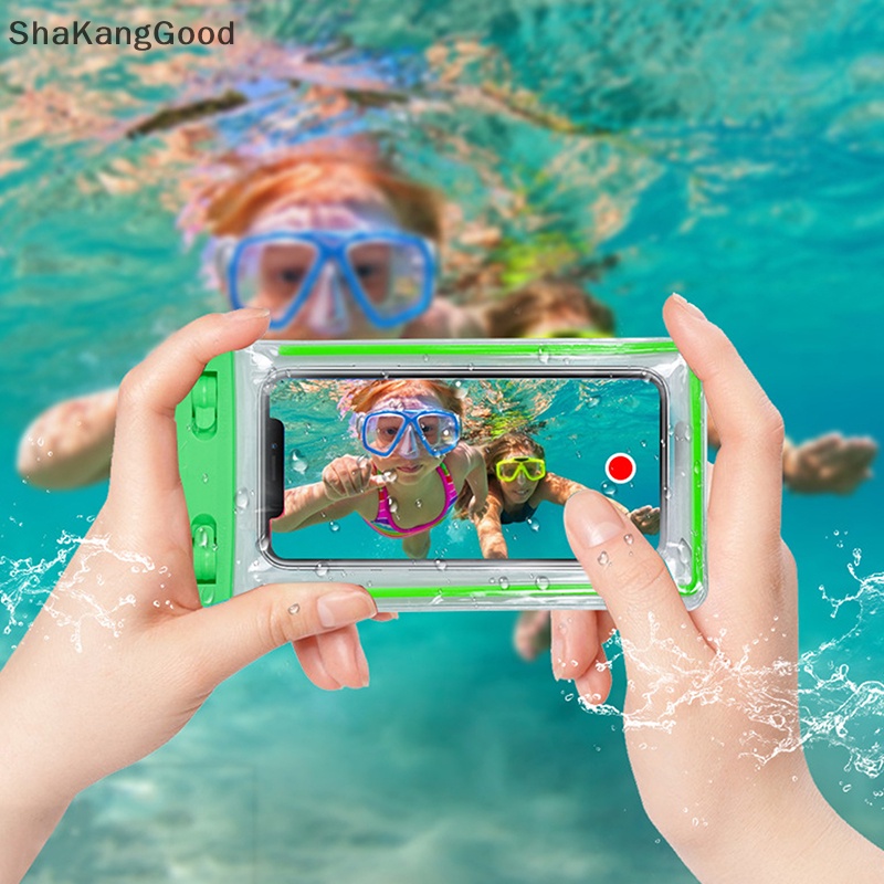 Skid Universal Ponsel Transparan Tahan Air Tas Tiga Lapis Disegel Drifg Pantai Memancing Bawah Air 30 M Renang Dry Bag SKK