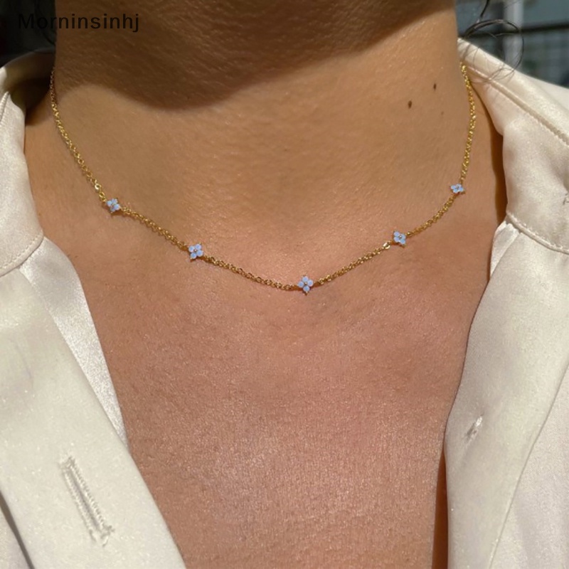 Mornin Desain Baru Kalung Bunga Biru Kecil Untuk Wanita Warna Emas Lucu Liontin Kalung Trendi Perhiasan Ulang Tahun Perempuan Bijoux Hadiah id