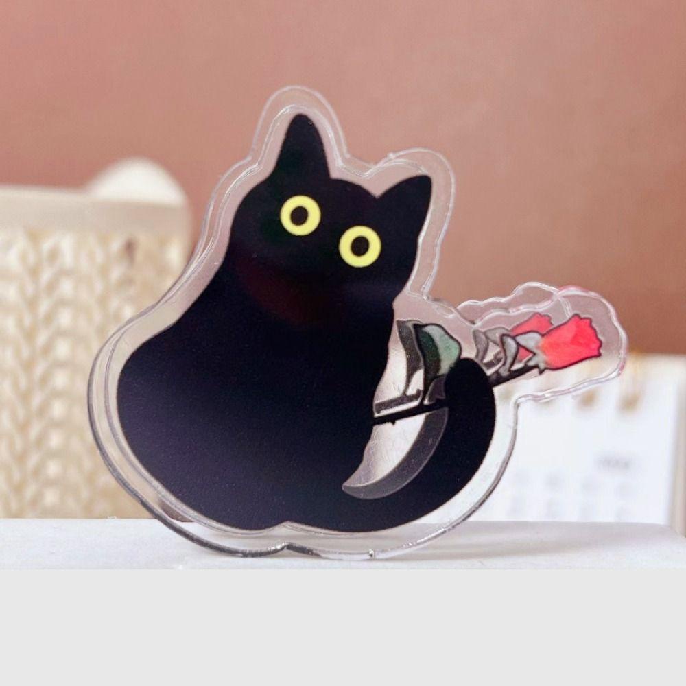 Top Bookmark Klip Buku Hitam Perlengkapan Kantor Tempat Kertas Plastik Kucing Untuk Kantor