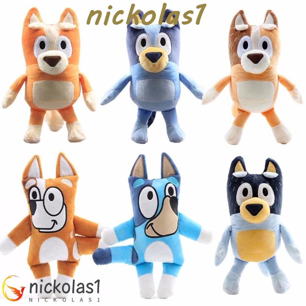 NICKOLAS1 Bluey Bingo Boneka Plush PP Katun Lembut Anak Hadiah Bluey Mom/Dad Kartun Hewan Anjing Bluey Keluarga