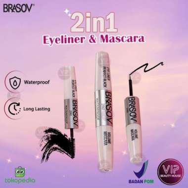 Brasov 2 in 1 Volume Mascara &amp; Eyeliner perfect Black Waterproof