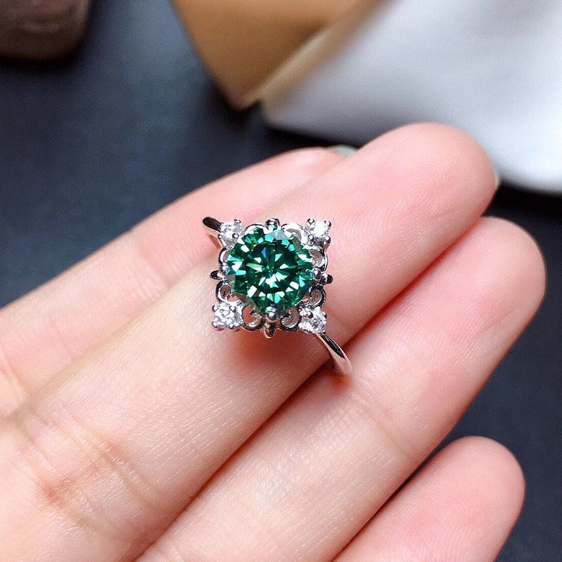 Cincin Kawin Wanita Desain Modern Dengan Zirkon Kubik Hijau Fashion Aksesoris Jari Elegan