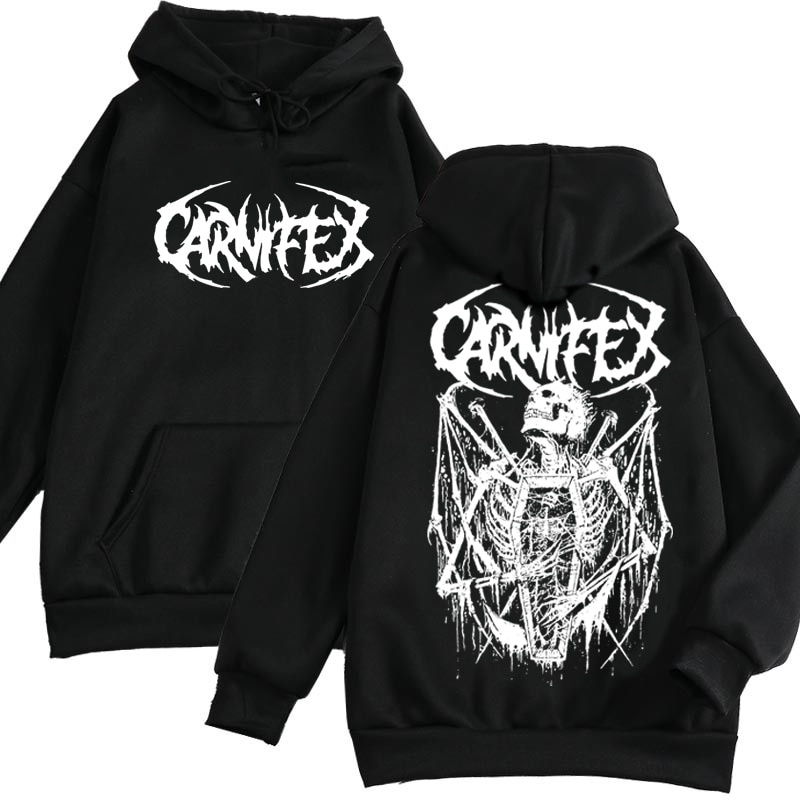 Hoodie Skull Dark style goth hip hop Harajuku Hitam dan Putih Hoodie lover Skull wing Sweatshirt Cartoon BF Fleece Hoodie Casual paint Pullover Unisex