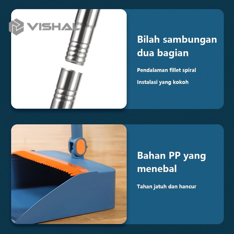 VISHAL Set Sapu Pengki Lipat Alat Pembersih / Sapu Pengki Set VS-901