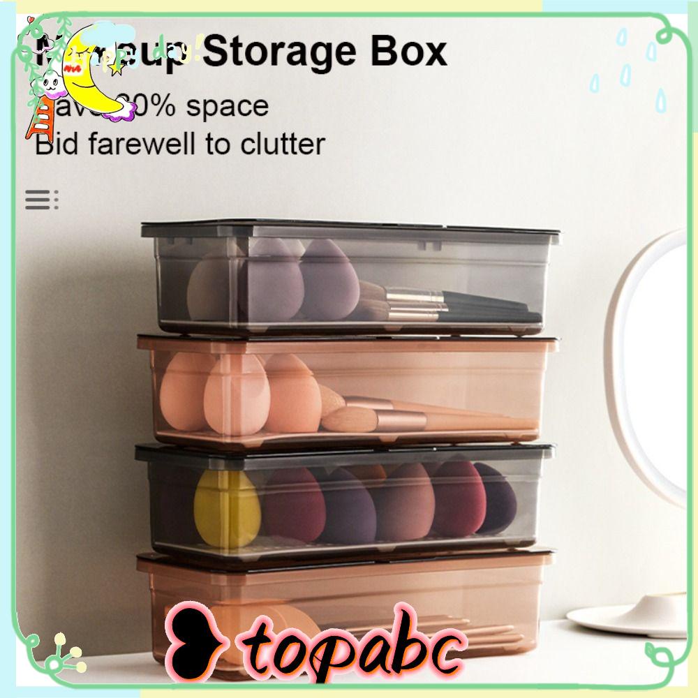 TOP Kotak Penyimpanan Portable Tempat Kuas Makeup Tahan Debu Dengan Penutup Desktop Organizer