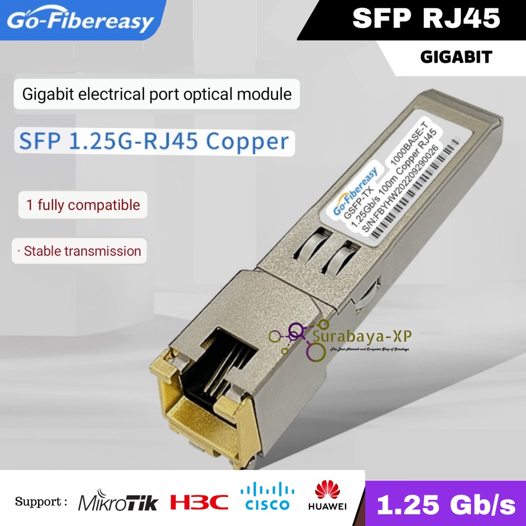 SFP RJ45 1.25g Gigabit Support Mikrotik Huawei