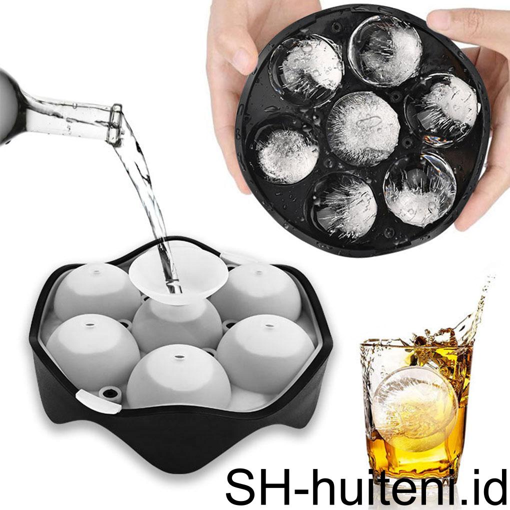 Silicone Ice Ball Maker Portable DIY Corong Lipat 7kisi Tutup Transparan Ice-cube Cetakan Rumah Dapur Bar Festival Cetakan