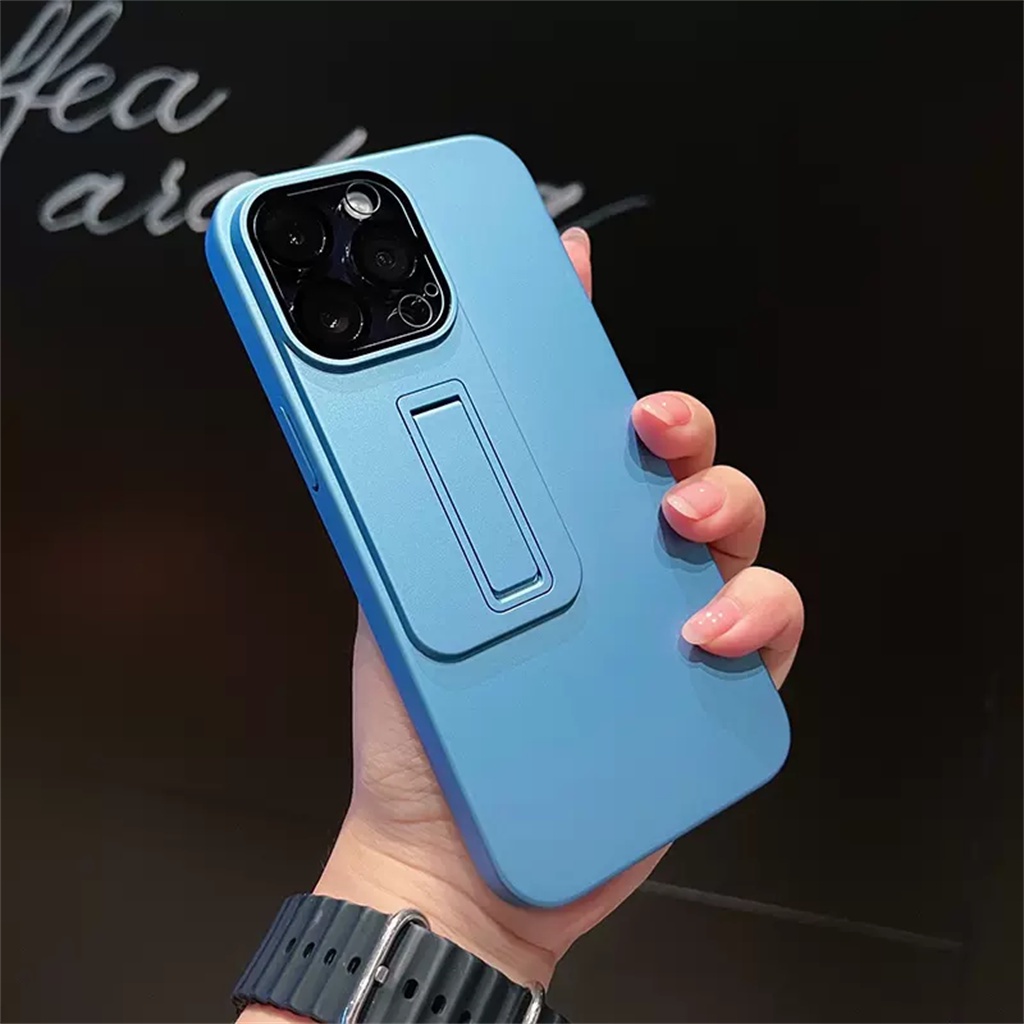 Kamera Pelindung Lensa case iPhone 14 Pro Max Dengan standcase Iphone13 Pro Max14Plus Cairan PC Mewah shockproof Pelindung Belakang Keras