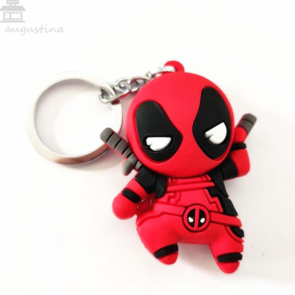 AUGUSTINA Deadpool Gantungan Kunci Deadpool Kartun Anak Hadiah Animasi Peripheral Anime Mainan Spider Man Action Figure Tree Man Key Ring