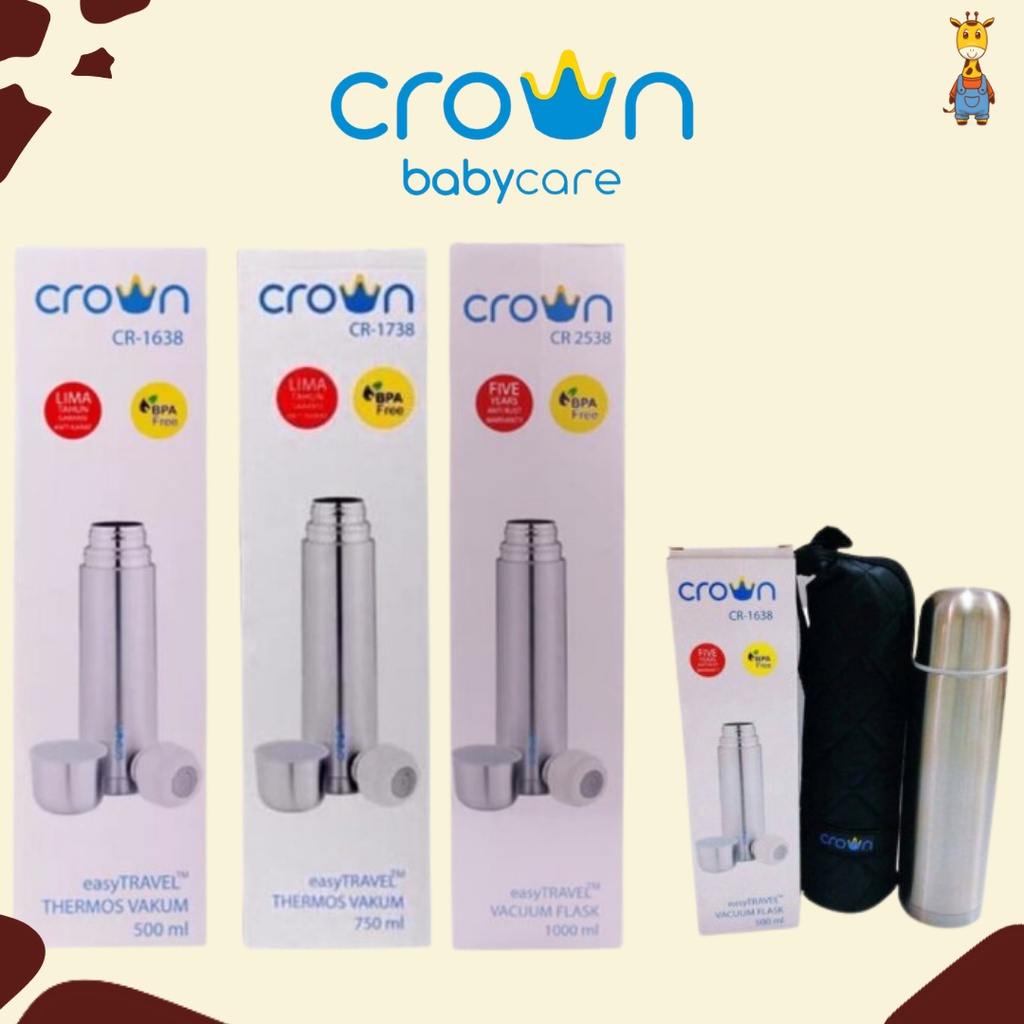 Crown Easytravel Vacuum Flask 1000ml / 750ml / 500ml / 350ml - Termos Tahan Panas