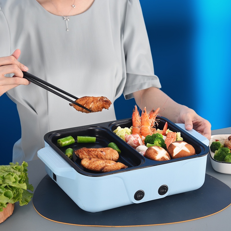 Wajan Penggoreng Kukus Hotpot Bbq 2In1 Elektrik Shabu Steampot Suki Grill Listrik Panci listrik Panci Set