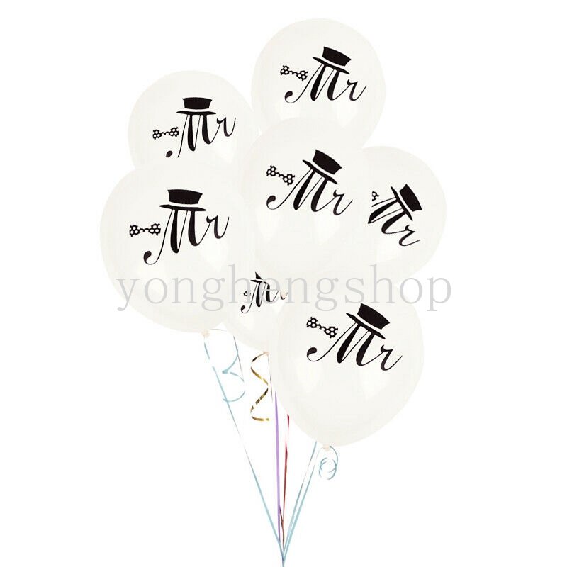 10pcs/set Mr &amp; Mrs Balon Latex Anniversary Engagement Party Wedding Dekorasi Lamaran Balon Bride Groom Properti Foto