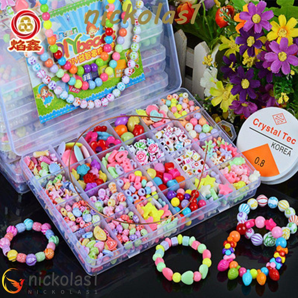 NICKOLAS1 Diy Handmade Manik-Manik Gadis Hadiah 700 Pcs Kalung Mainan Anak Pesona Manik-Manik Gadis Tenun Kerajinan Membuat