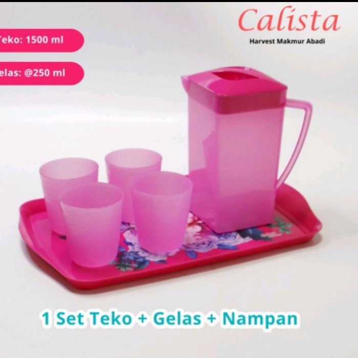 teko set gelas plastik beranak Jug air Calista Topan Set dengan Nampan