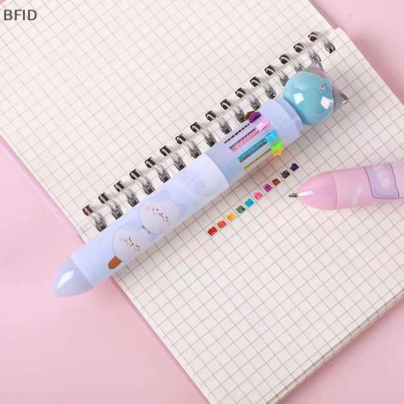 [BFID] 10warna Kawaii Cat Bolpoin Kreatif Kartun Ditarik Multicolor Bolpoin Mark Pen Sekolah Kantor Supply Hadiah Alat Tulis [ID]