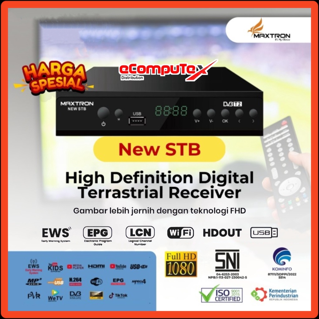 SET TOP BOX TV DIGITAL RECEIVER NEW STB MAXTRON HIGH DEFINITION