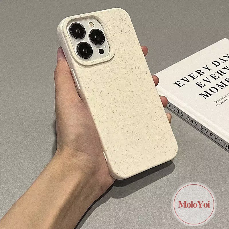 Solid Color Degradable Frame Skin Feel Anti-Fall Hard Case Compatible for IPhone 11 14 13 12 Pro Max XR XS X MAX 8Plus 7Plus 8 7 Plus Luxury Simple Solid Color Phone Cover