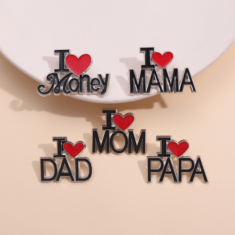 I Love Mom Dad Money Bros Enamel Pin Lencana Logam Keluarga Perhiasan Custom Kerah Ransel Topi Aksesoris Wanita Grosir