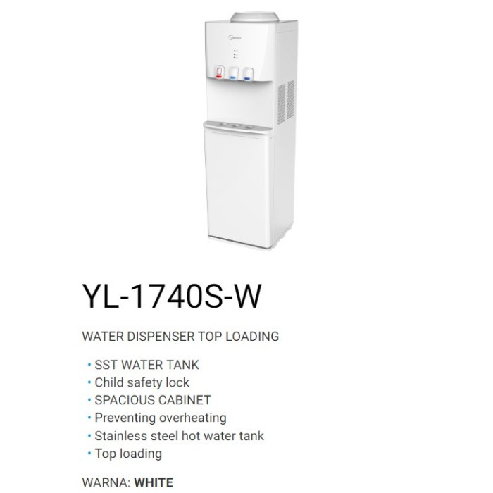 Midea Water Dispenser Top Loading YL1740S-W Dispenser Air Galon Atas