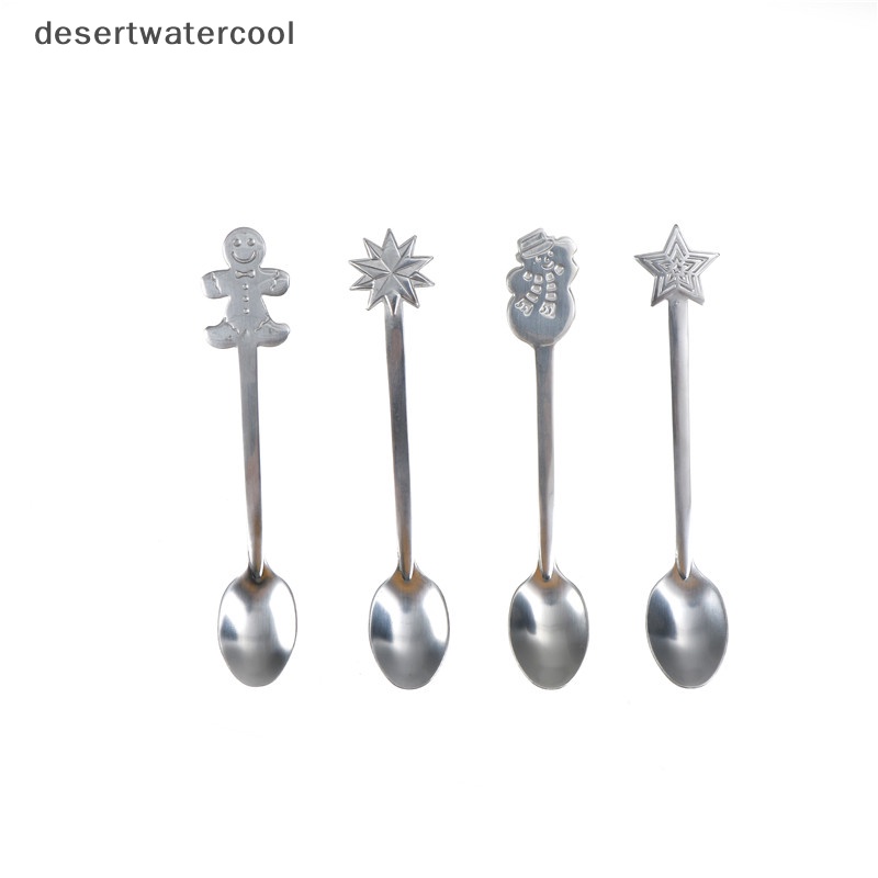 Deid 4 Pcs Natal Stainless Steel Sendok Kopi Teh Sendok Makanan Penutup Makanan Ringan Sendok Teh Martijn