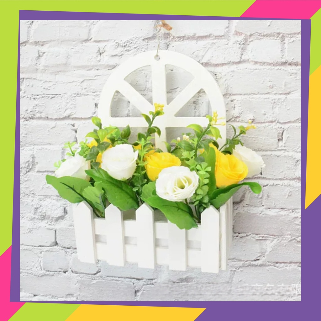 1083D1 / Pot bunga pagar plastik hias gantung / Vas bunga tanaman dekorasi artificial