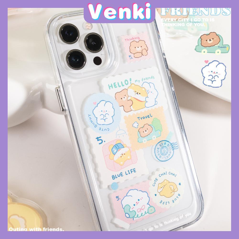 VENKI - Untuk iPhone 11 Ponsel Case Bening Lubang Besar Ruang Case TPU Soft Shell Shockproof Perlindungan Kamera Hewan Lucu Kompatibel dengan iPhone 14 13 Pro max 12 Pro Max 11 xr xs 7 8 Plus