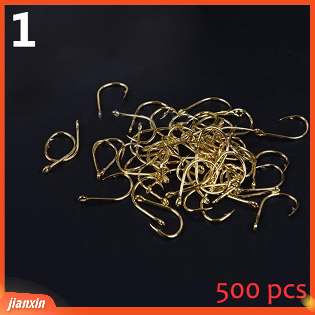 (In Stock) 500pcs Fish Jig Hooks Dengan Lubang Kail Pancing Tackle Box Carbon Steel Fishhook