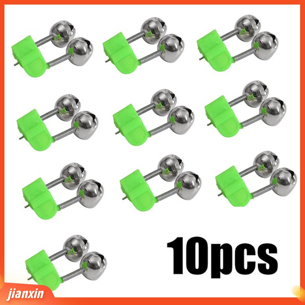 (In Stock) 10Pcs /Set Malam Memancing Twin Rod Clamp Bell Ring Bite Alarm Tackle Aksesoris