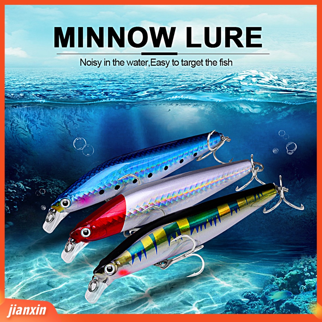 (In Stock) 10.5cm /19g Umpan Pancing Realistis Simulasi 3D Fisheyes Kait Tajam Warna Cerah Lempar Panjang Angling Ikan Kecil Universal Tenggelam Umpan Keras Troli Wobblers Untuk Outdoor