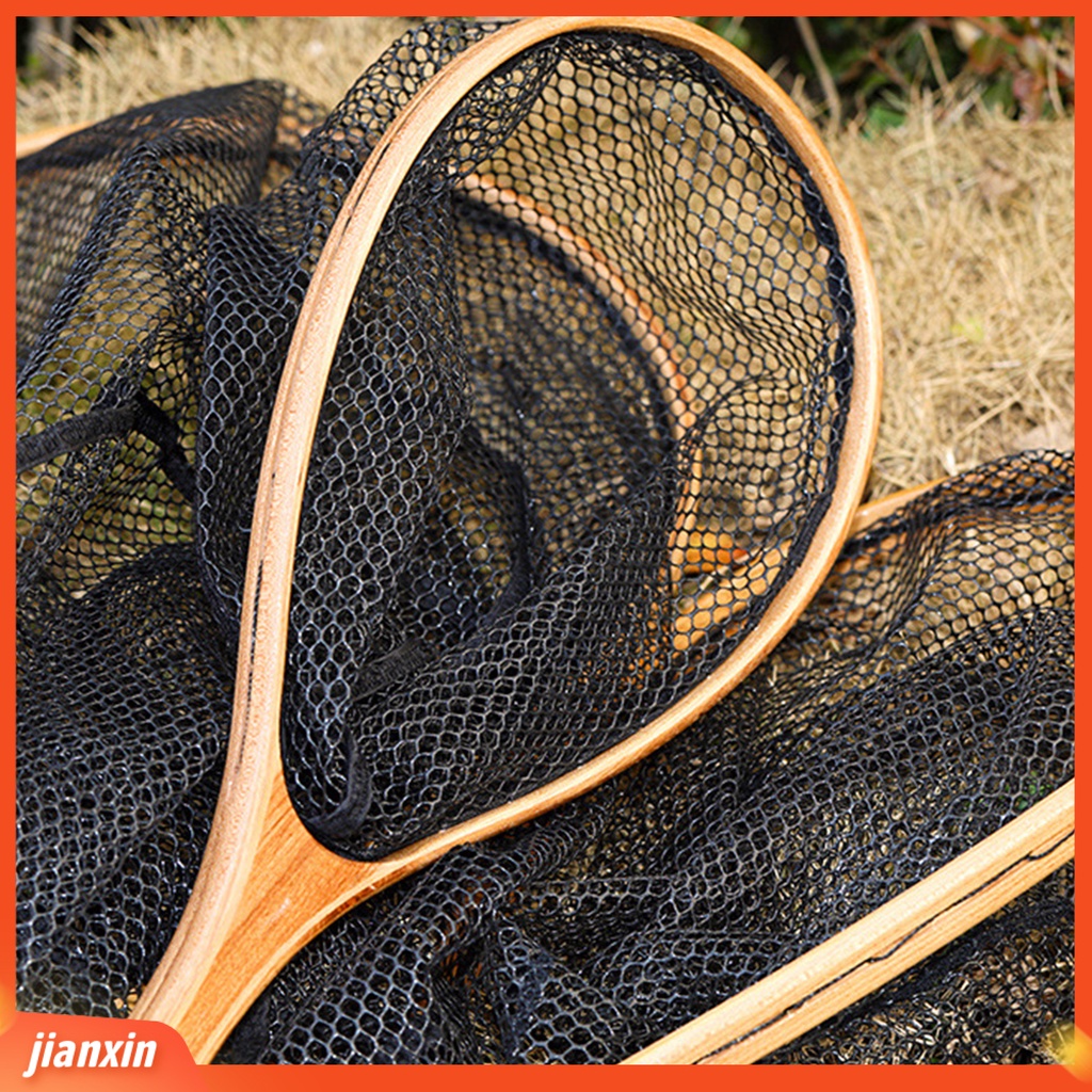 (In Stock) Mini Landing Dip Net Tahan Sobek Gagang Kayu Jaring Celup Ikan Lubang Lebat Untuk Angling
