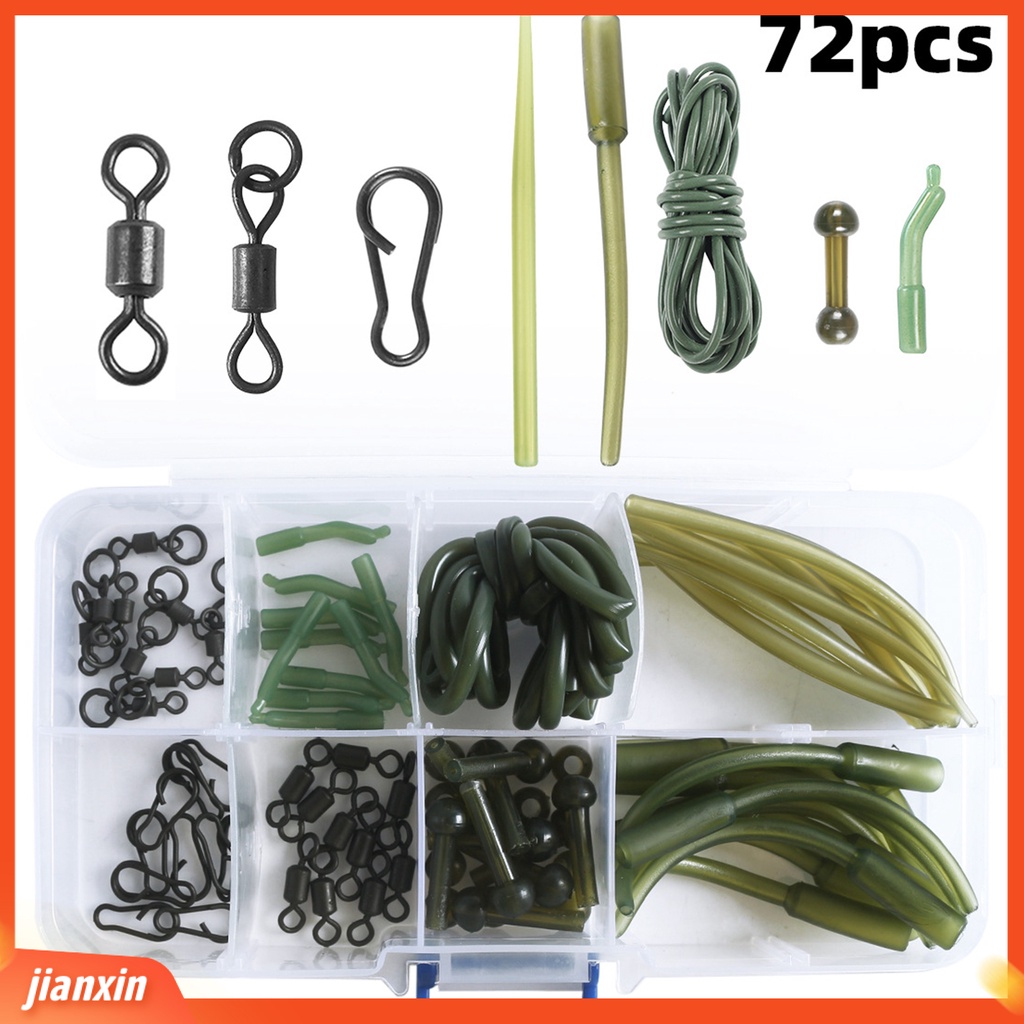 (In Stock) 72 Pcs/Set Selang Pancing Set Multifungsi Dapat Digunakan Kembali Dengan Manik-Manik Pin Berputar Anti Lengan Kait Stop Manik-Manik Alat Set Perlengkapan Ikan Gurame