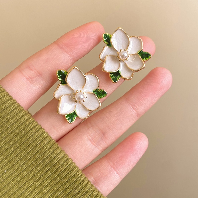 Seri Hijau Musim Panas Niche Anting Bunga Tulip Ear Studs Perhiasan Aksesori Untuk Gadis Manis