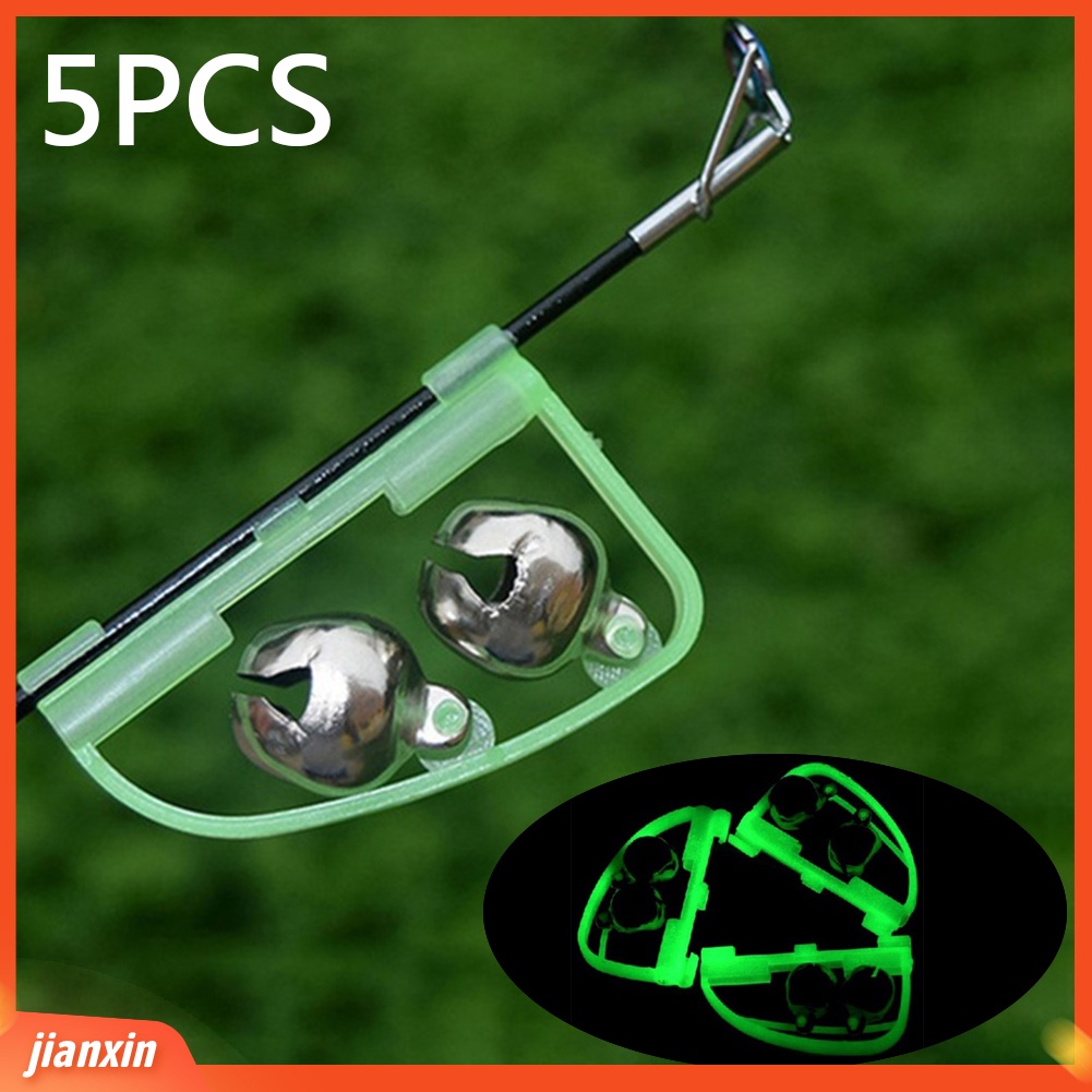 (in Stock) 5Pcs Fluorescent Glow in Dark 2bells Alarm Pancing Alert Alat Aksesoris