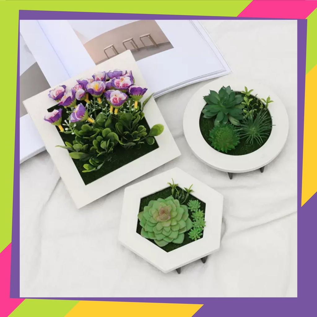 1880D1 / Pot bunga hias kotak melamin + busa / Vas bunga dekorasi tanaman artificial