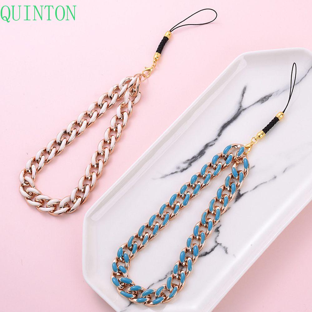 QUINTON Cincin Gesper Ponsel Lanyard Untuk Ponsel Case Hadiah Untuk Wanita Aksesoris Perhiasan Gantung Kabel Gelang Pesona Dekorasi Ponsel Lanyard