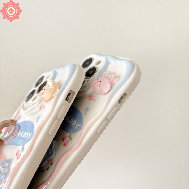 IPHONE 3d Boneka Lucu Beruang Manik-Manik Gelang Ponsel Case Kompatibel Untuk Iphone11 14 13 12 Pro Max 7Plus 78 Plus XR 6 6s X XS Max SE Kartun Yang Indah 3D Tepi Melengkung Bergelombang Lembut Mengkilap Cover