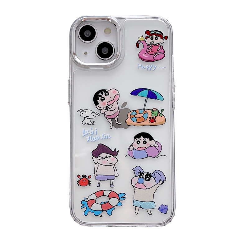 [Kancing Mandiri] Bening Lucu Imut Crayon Shin-chan Silikon Soft Case IPhone 6s7 8 Plus SE XR XS Max11 12 13 14 Pro Max14 Plus Untuk Cewek Wanita