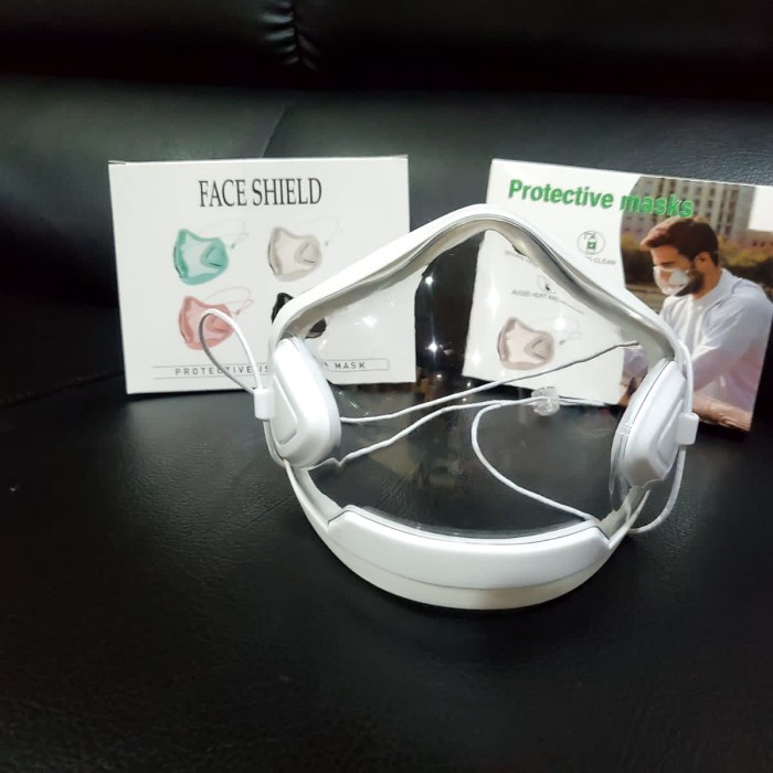 masker wajah kids anak face shield mask pelindung wajah transparan - Putih
