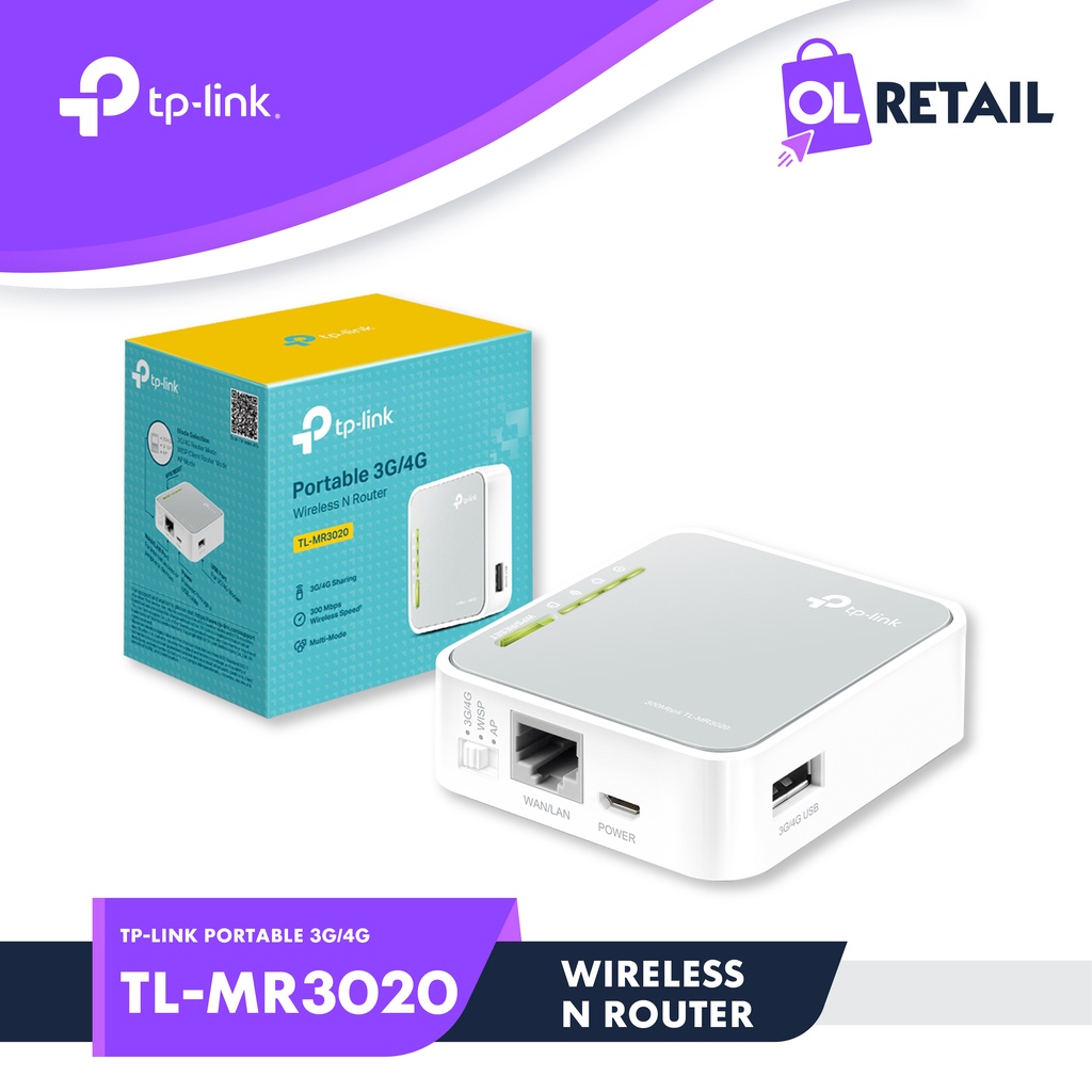 TPLINK TL-MR3020 / MR 3020 Portable 3G/4G Wireless N Router