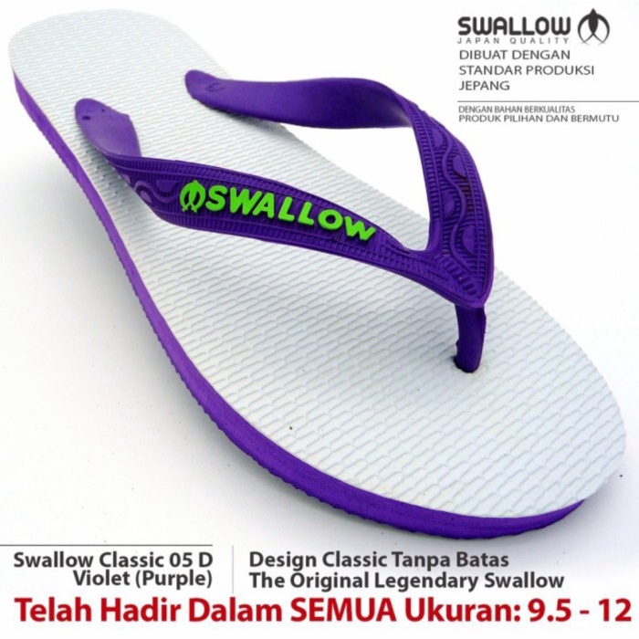 SANDAL JEPIT PRIA WANITA KARET SWALLOW ORIGINAL - UNGU 10