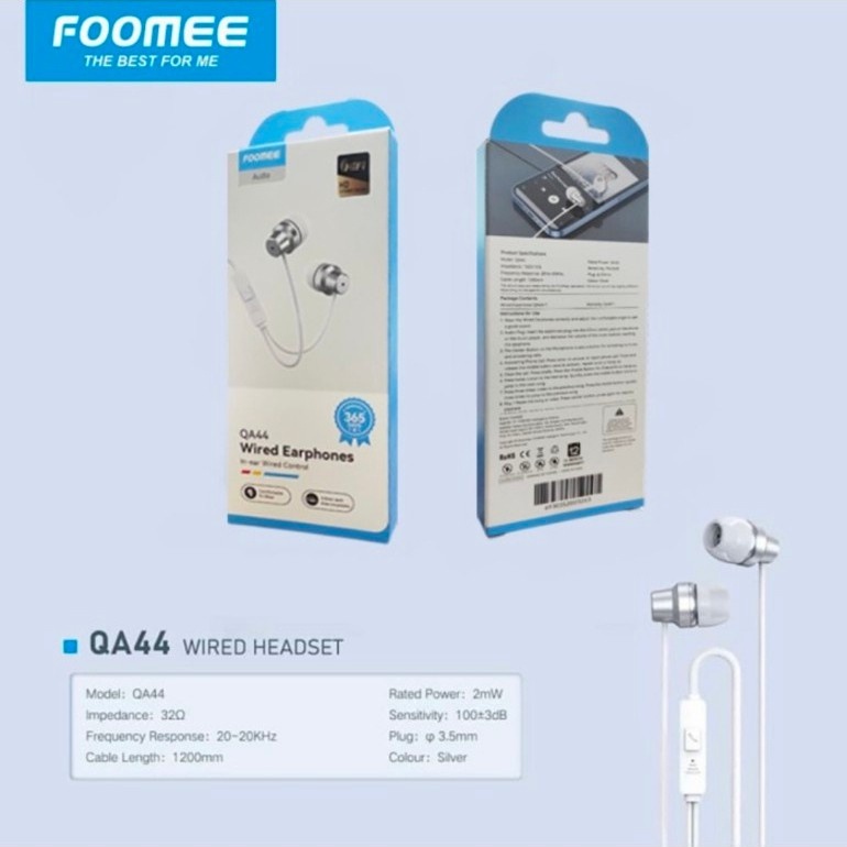 Headset FOOMEE QA44 Wired Earphones FOOMEE QA44 Mega bass HIFI
