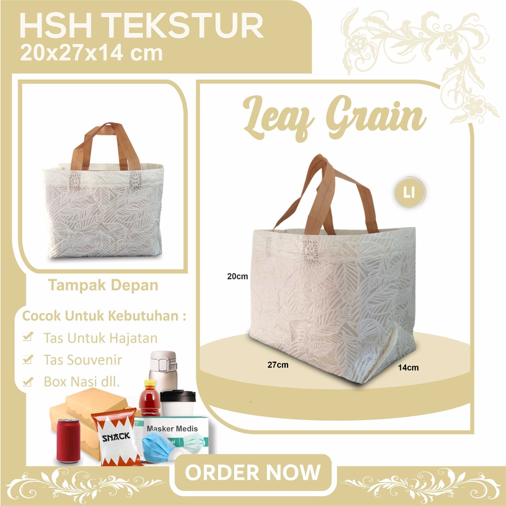 

[GROSIR] Tas Hajatan Tas Kotak Nasi | Tas Besek Spunbond | Tas Hantaran Tas Souvenir Tas Spunbond Texture 20x27x14