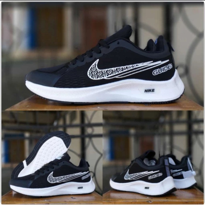 sepatu nike guideo putih lis orange sneakers wanita 36-40 - Hitam, 36