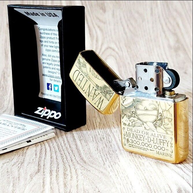 korek api Zippo gold motif grafir one piece full side original ping sound.