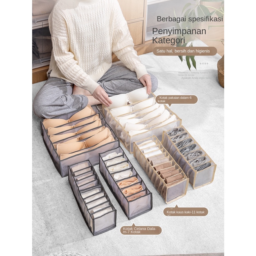 Hophop Rak Organizer Kotak Penyimpanan Pakaian Dalam Kaos Kaki Celana Dalam Bra Bh