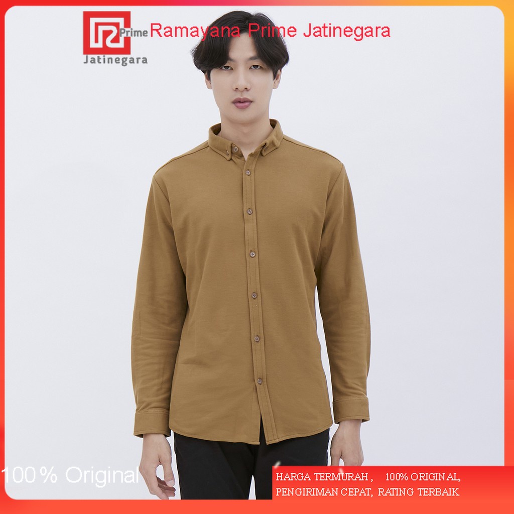 M231 Kemeja Pria Cotton Pique Panjang Coklat Muda 1792JRAMAYANA JAKTIM
