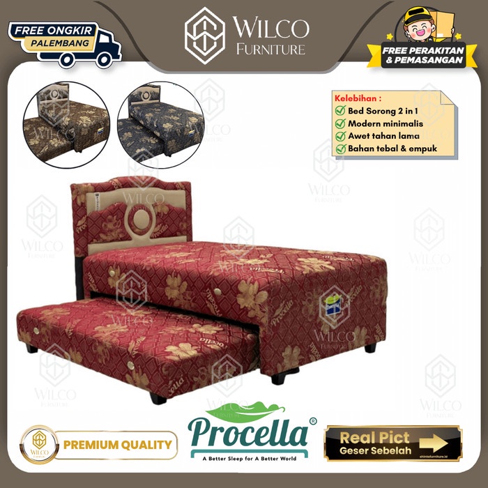 Bed Sorong Procella Bunny Merah / Kasur Bed Sorong Anak Palembang - 100x200