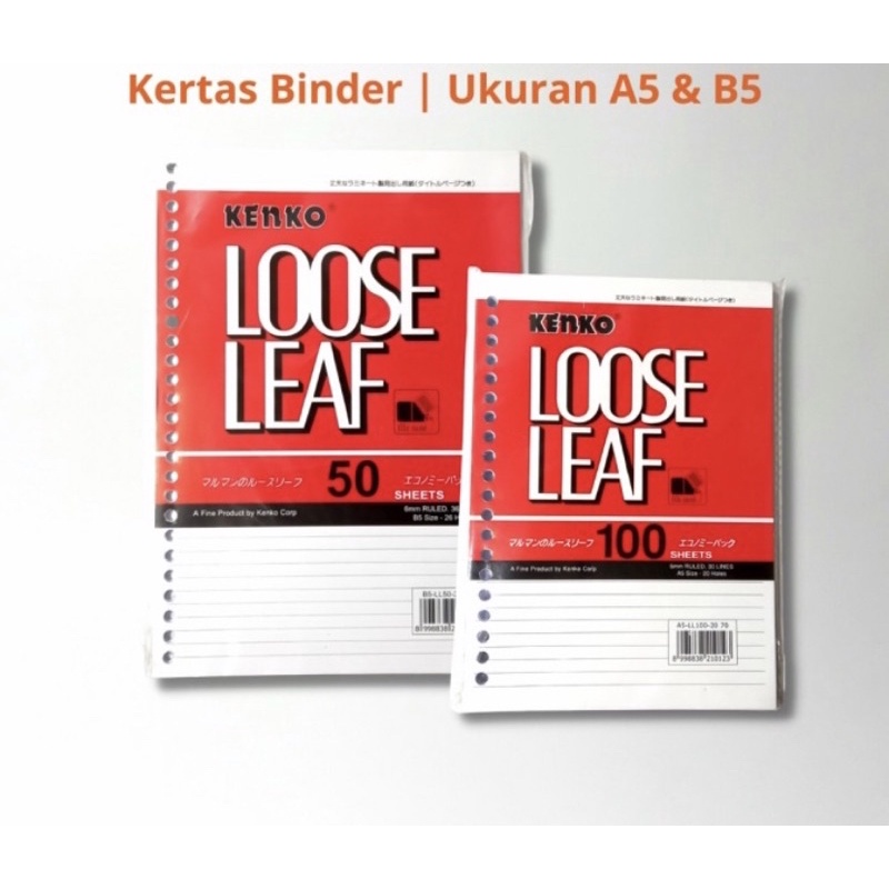 

Isi binder loose leaf kenko B5 dan A5 isi 50 dan 100